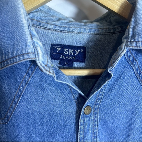 Sky Jeans Vintage Denim Button Down Western Pocket Details - Picture 4 of 12